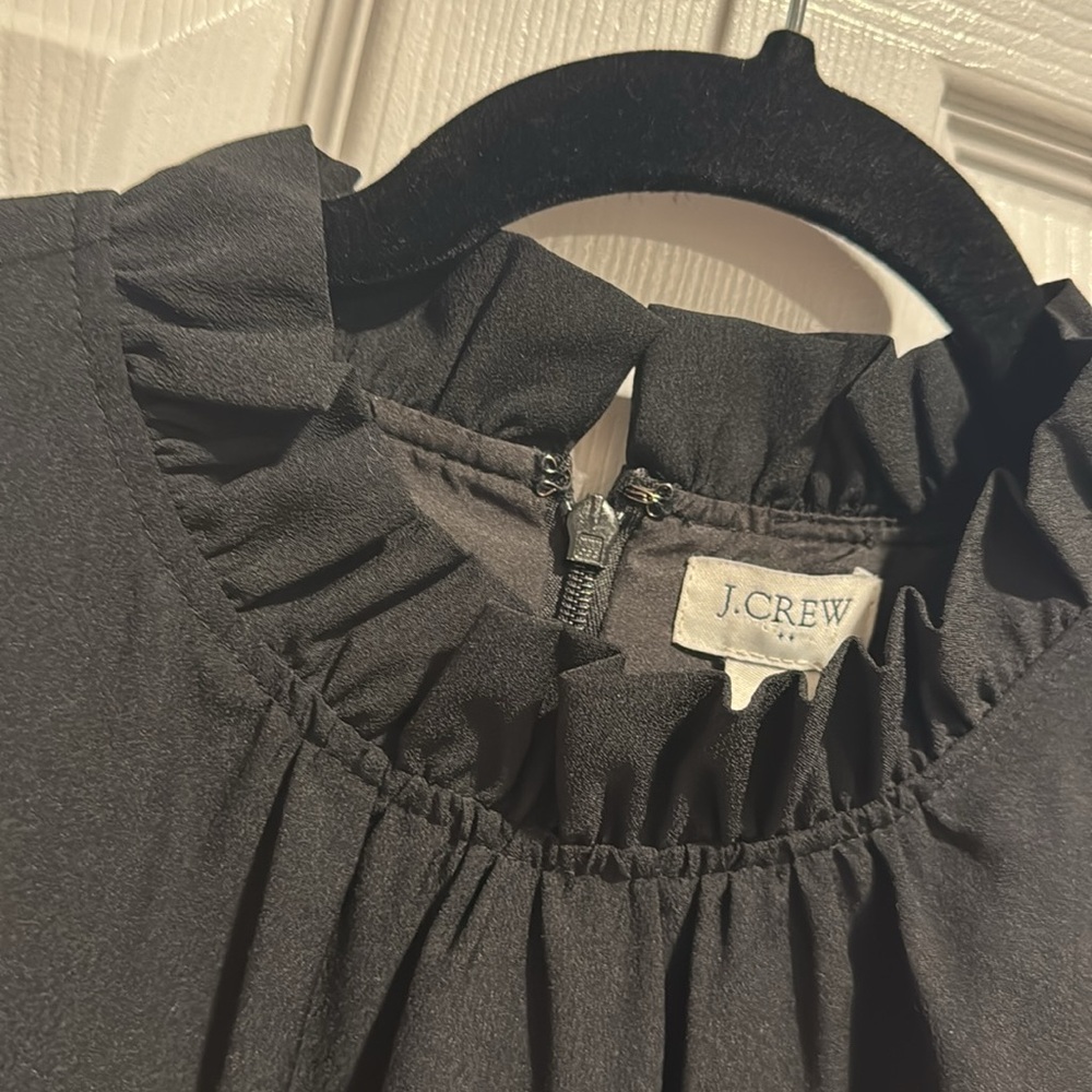 JCrew Black Ruffle Neck Dress - Picture 3 of 6